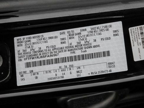 Used 2025 Ford F150 Raptor w/ Equipment Group 803A Raptor R AWD/4WD image 58