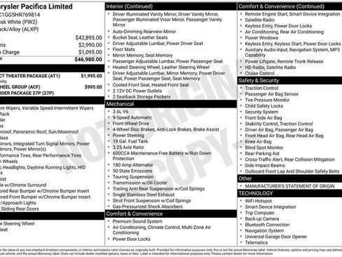 Used 2017 Chrysler Pacifica Limited w/ UConnect Theater Package image 2