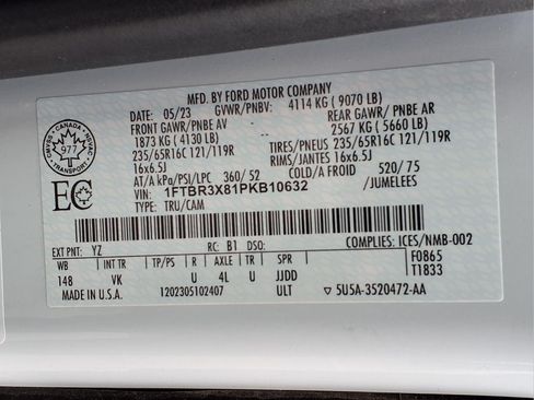 Used 2023 Ford Transit 250 148 High Roof Extended w/ Load Area Protection Package RWD image 25
