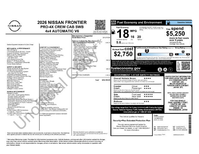 New 2026 Nissan Frontier PRO-4X w/ Pro-4x Convenience Package AWD/4WD image 4