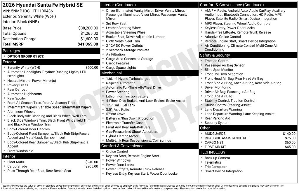 Certified 2026 Hyundai Santa Fe SE AWD/4WD image 18