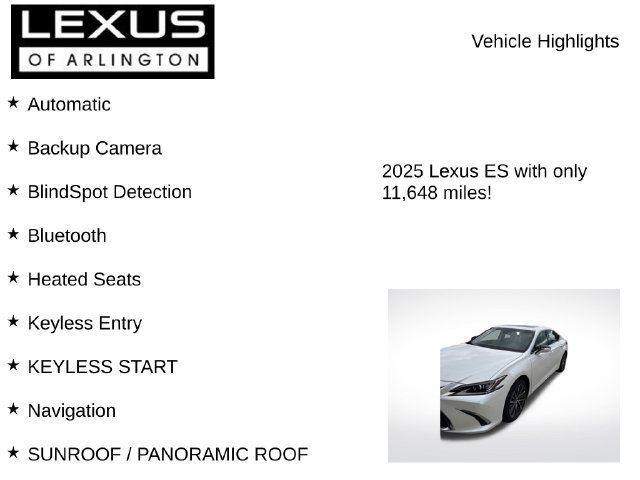 Used 2025 Lexus ES 350 w/ Premium Package FWD image 8