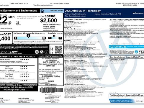 Used 2025 Volkswagen Atlas SE FWD image 4