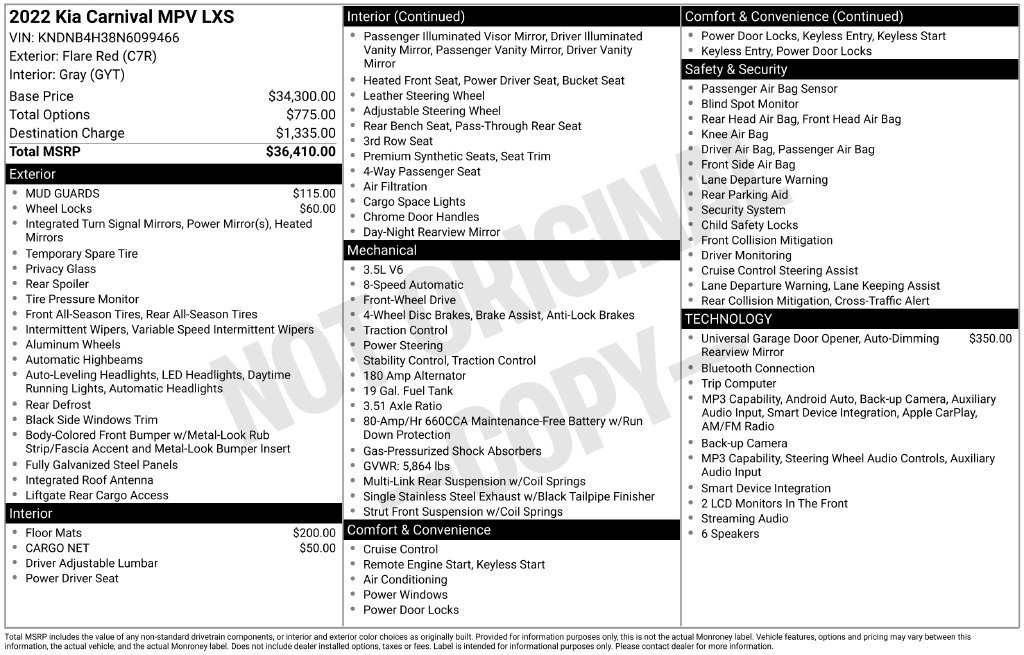 Certified 2022 Kia Carnival LX FWD image 20