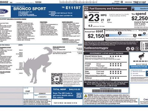 Used 2026 Ford Bronco Sport Badlands w/ Sasquatch Badlands Package AWD/4WD image 3