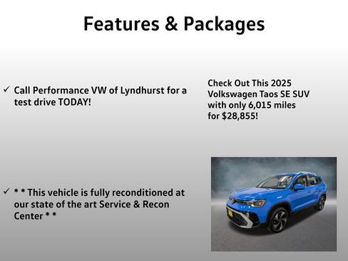 Used 2025 Volkswagen Taos SE w/ Panoramic Sunroof Package image 4