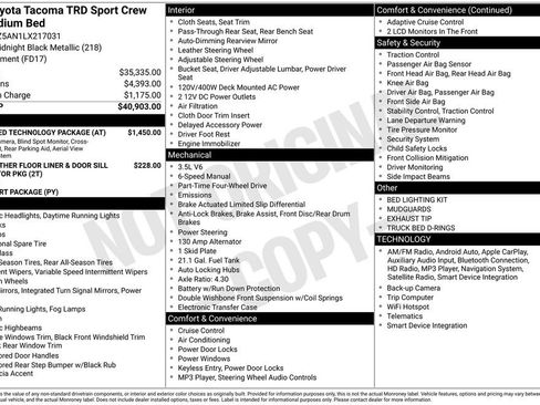 Used 2020 Toyota Tacoma TRD Sport w/ Advanced Technology Package AWD/4WD image 6