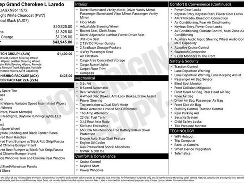 Used 2022 Jeep Grand Cherokee L Laredo w/ Luxury Tech Group I RWD image 2