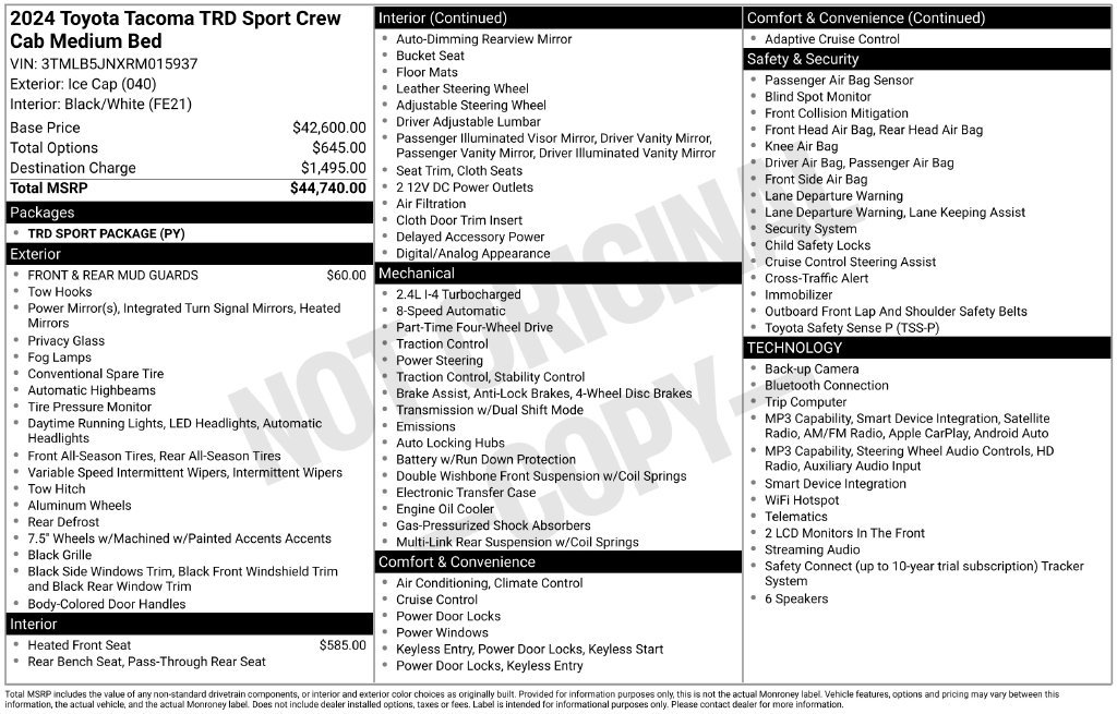 Certified 2024 Toyota Tacoma TRD Sport AWD/4WD image 39
