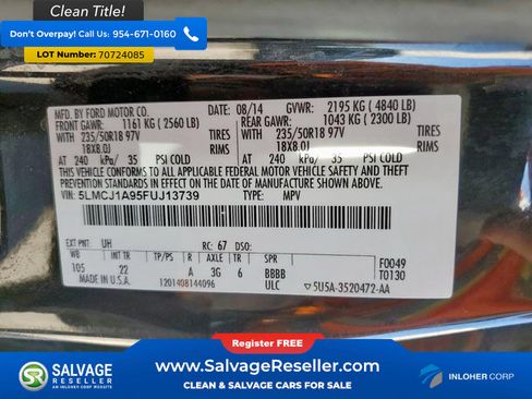 Used 2015 Lincoln MKC FWD w/ Equipment Group 101A Select image 17