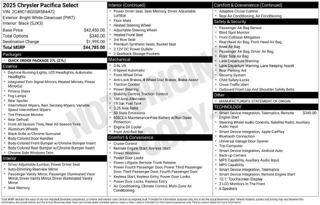 Used 2025 Chrysler Pacifica Select FWD image 31