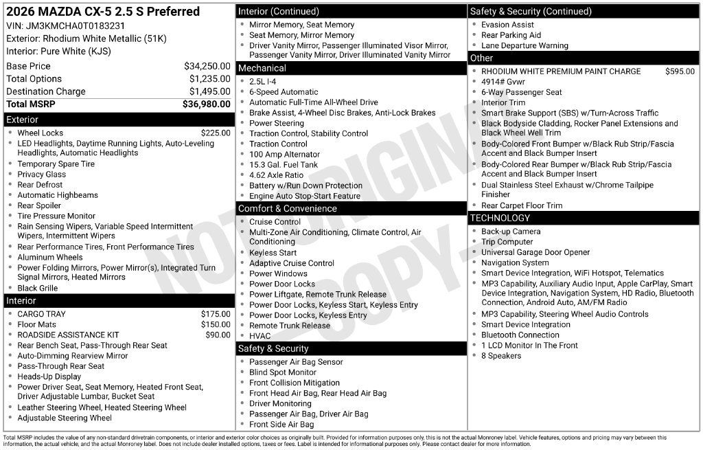 New 2026 MAZDA CX-5 Preferred AWD/4WD image 31
