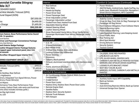 Used 2024 Chevrolet Corvette Stingray Premium Conv w/ 3LT RWD image 29
