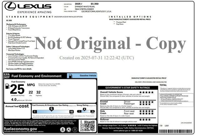 Certified 2025 Lexus ES 350 FWD image 2