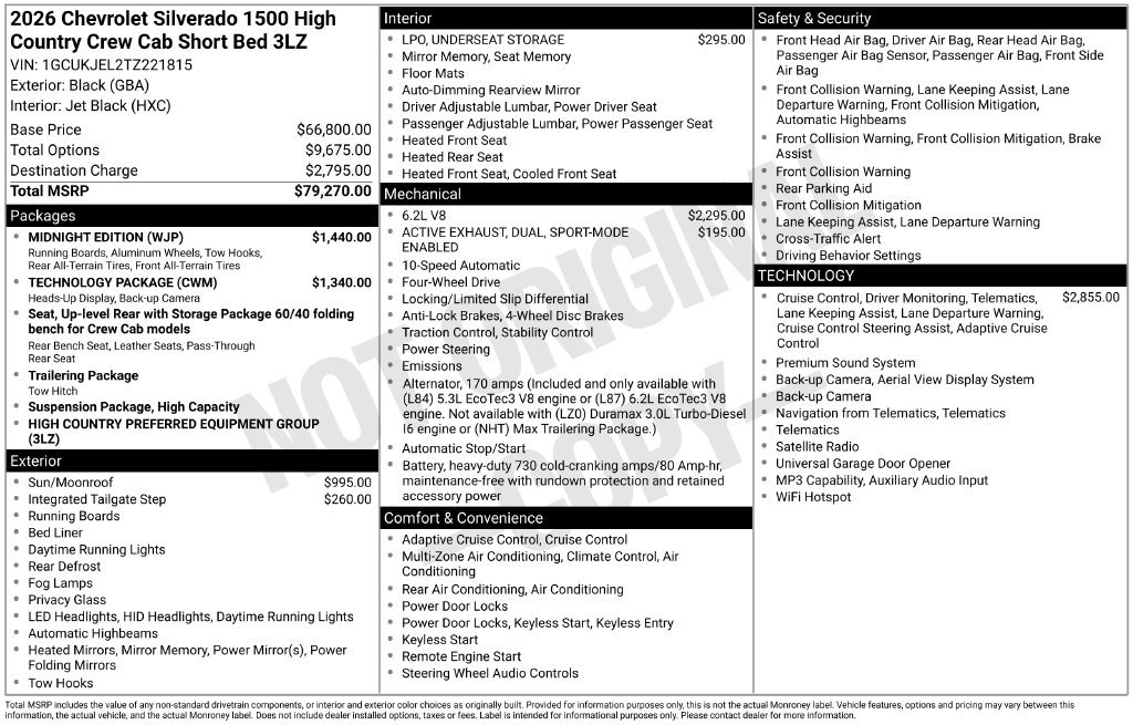 Used 2026 Chevrolet Silverado 1500 High Country w/ Midnight Edition AWD/4WD image 7