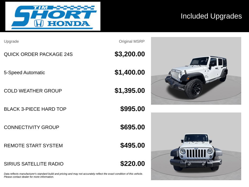 Used 2017 Jeep Wrangler Unlimited Sport w/ Quick Order Package 24S AWD/4WD image 6