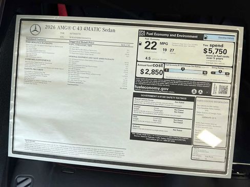 New 2026 Mercedes-Benz C 43 AMG 4MATIC Sedan image 38