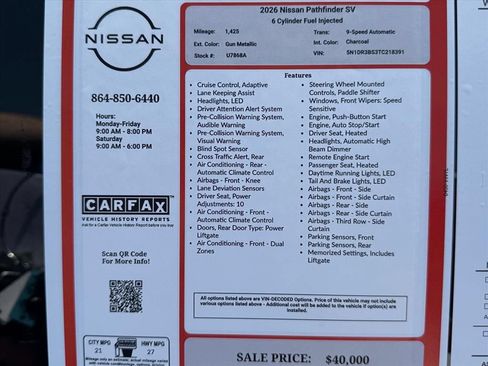 Certified 2026 Nissan Pathfinder SV FWD image 28