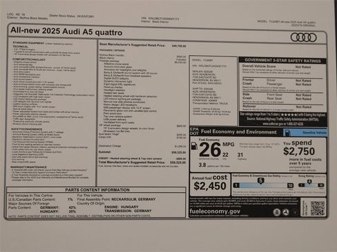 New 2025 Audi A5 2.0T Prestige image 32