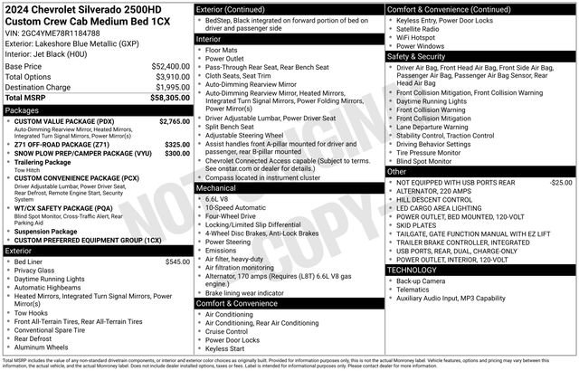 Certified 2024 Chevrolet Silverado 2500 Custom w/ Custom Value Package AWD/4WD image 6
