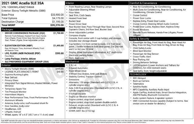 Used 2021 GMC Acadia SLE w/ Driver Convenience Package FWD image 41