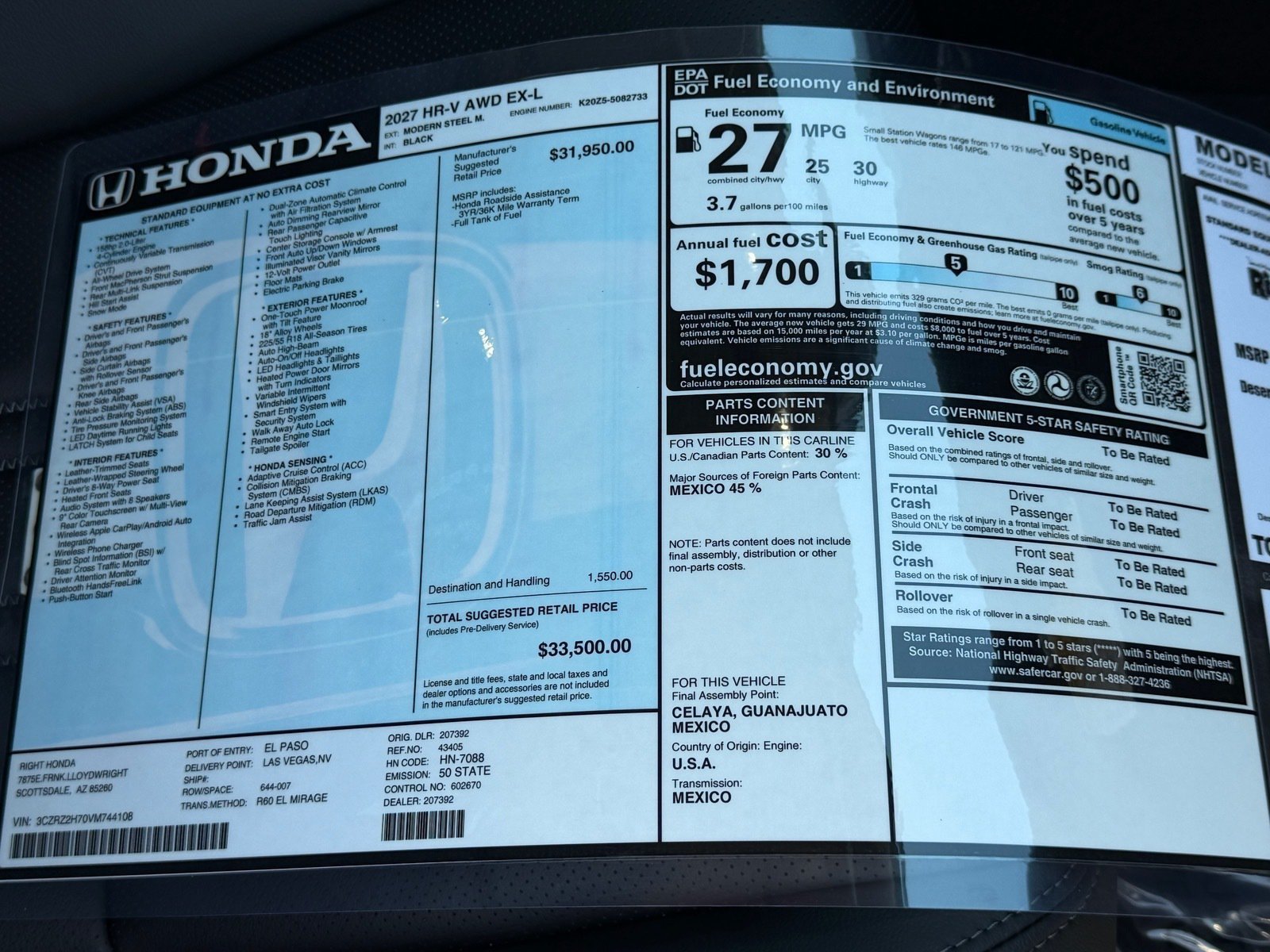 New 2027 Honda HR-V EX-L image 29
