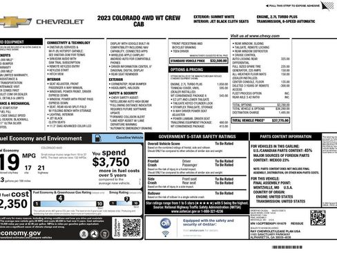 Used 2023 Chevrolet Colorado W/T w/ WT Convenience Package II AWD/4WD image 3