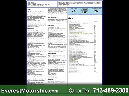 Used 2017 Chevrolet Express 2500 Extended image 1