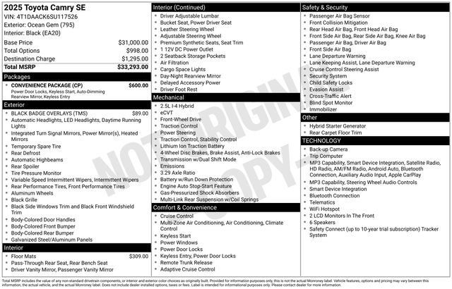 Certified 2025 Toyota Camry SE w/ Convenience Package FWD image 34