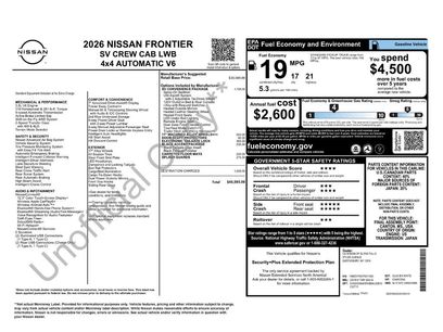 New 2026 Nissan Frontier SV w/ SV Convenience Package