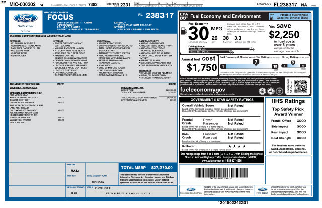 Used 2015 Ford Focus Titanium w/ Titanium Technology Package FWD image 9