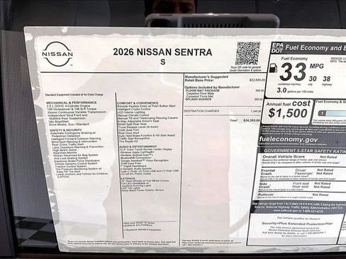 New 2026 Nissan Sentra S w/ Floor Mat Package FWD image 36