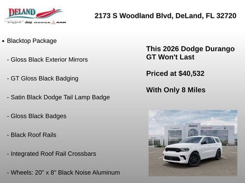 New 2026 Dodge Durango GT w/ Blacktop Package RWD image 6
