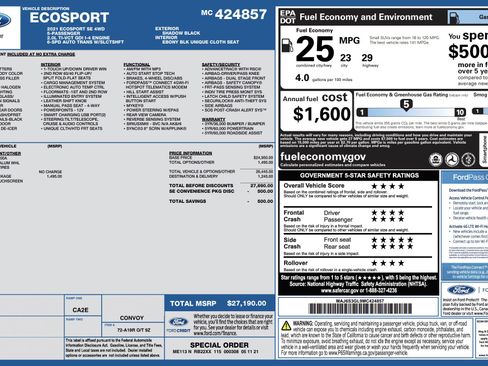 Used 2021 Ford EcoSport SE w/ SE Convenience Package image 5