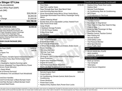 Used 2020 Kia Stinger GT-Line w/ Sun & Sound Package image 3