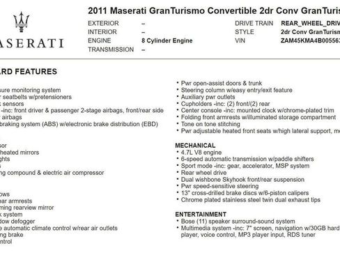 Used 2011 Maserati GranTurismo Convertible image 18