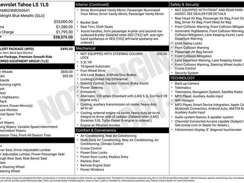Used 2022 Chevrolet Tahoe LS w/ Driver Alert Package AWD/4WD image 11
