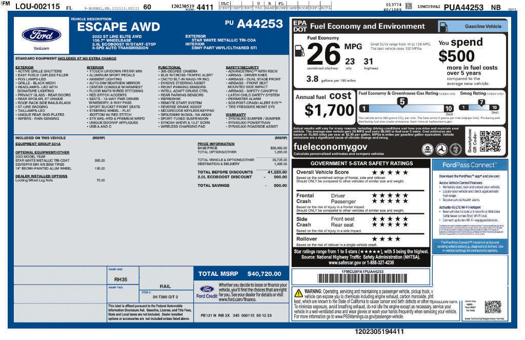 Used 2023 Ford Escape ST-Line Elite AWD/4WD image 2