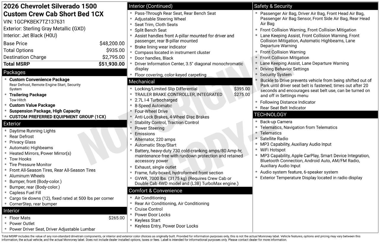 Certified 2026 Chevrolet Silverado 1500 Custom AWD/4WD image 30