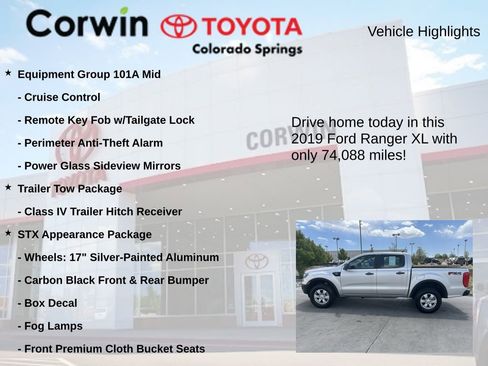 Used 2019 Ford Ranger XL w/ FX4 Off-Road Package AWD/4WD image 7