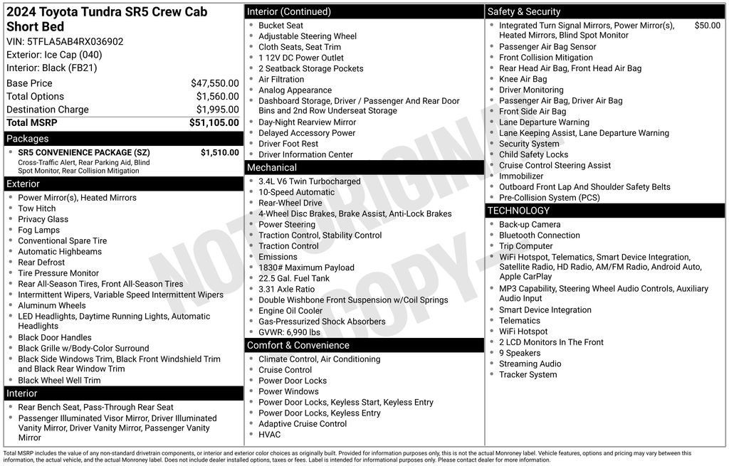 Used 2024 Toyota Tundra SR5 w/ SR5 Convenience Package RWD image 8