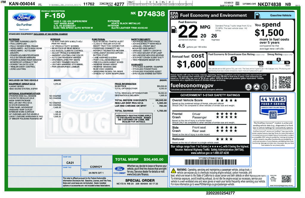 Used 2022 Ford F150 Lariat RWD image 5