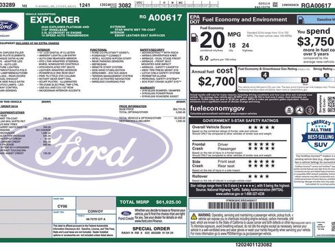 Used 2024 Ford Explorer Platinum w/ Technology Package AWD/4WD image 1
