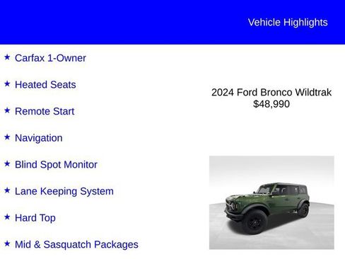 Certified 2024 Ford Bronco Wildtrak AWD/4WD image 3