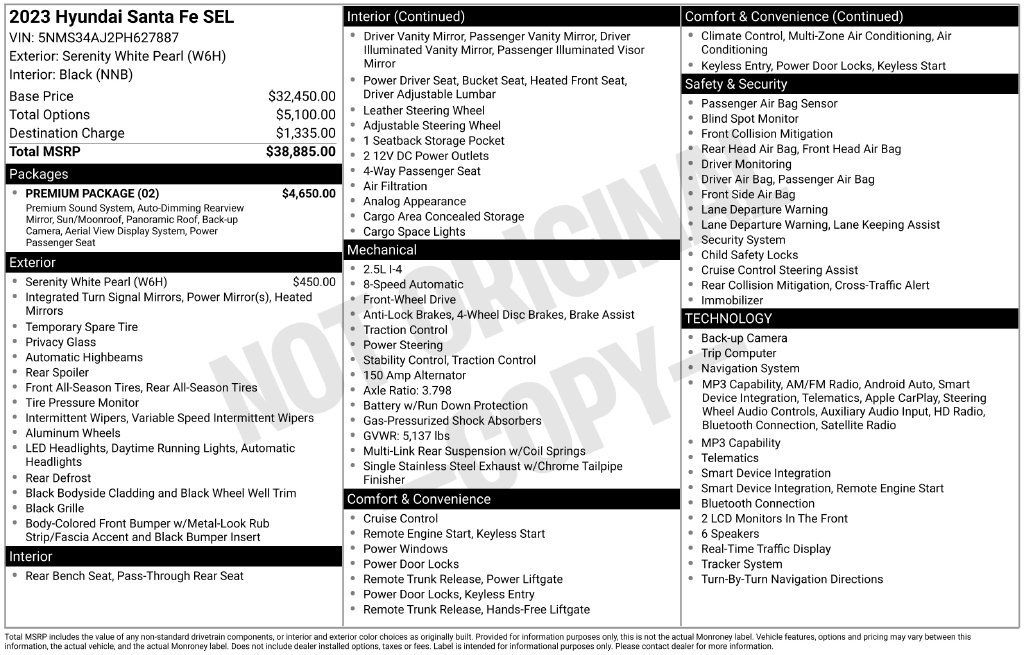 Certified 2023 Hyundai Santa Fe SEL w/ Premium Package FWD image 34