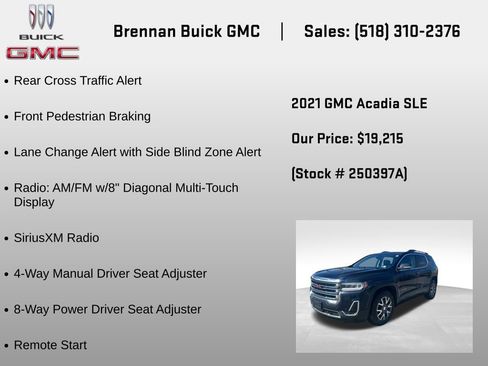 Certified 2021 GMC Acadia SLE w/ Driver Convenience Package image 19