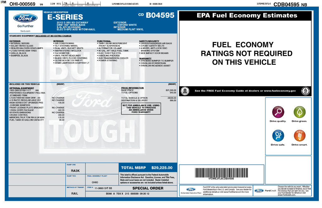 Used 2012 Ford E-350 and Econoline 350 Super Duty w/ Payload Pkg RWD image 2