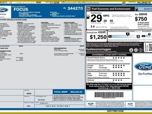Used 2017 Ford Focus Titanium w/ Titanium Technology Package FWD image 1