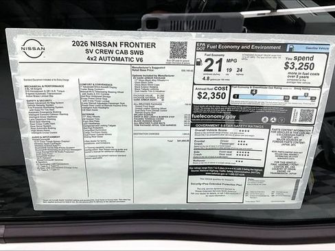 New 2026 Nissan Frontier SV w/ All-Weather Content Package image 37