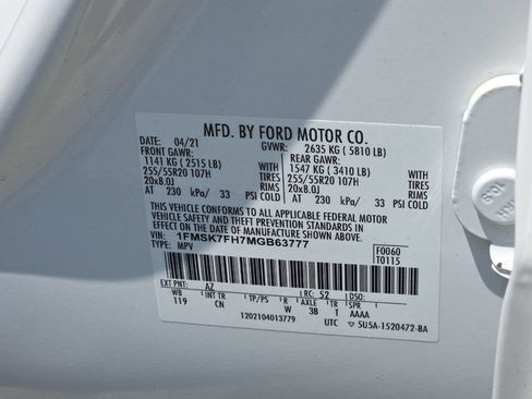 Used 2021 Ford Explorer Limited w/ Equipment Group 301A RWD image 31